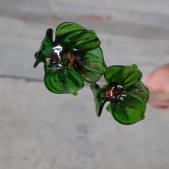 Vintage Hand Blown Art Glass Swizzle Stir Sticks Palm Trees Set of 2 - Picture 10 of 14